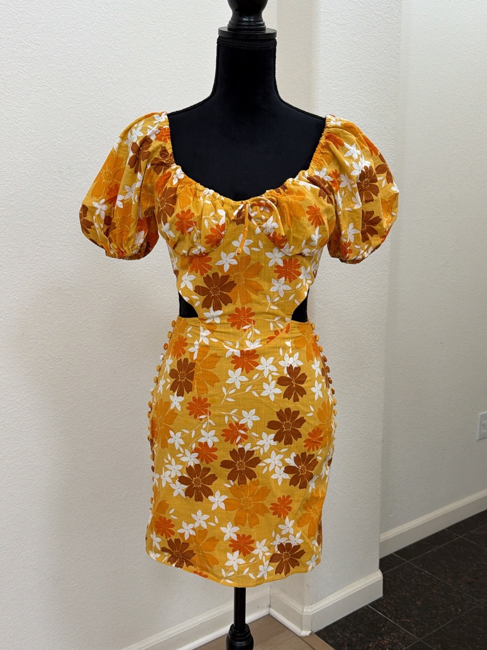 Sabo Cartia Dress Summer Haze Floral Cutout Mini XS NWT